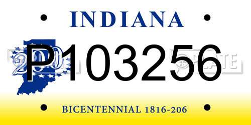 P103256 Indiana License Plate