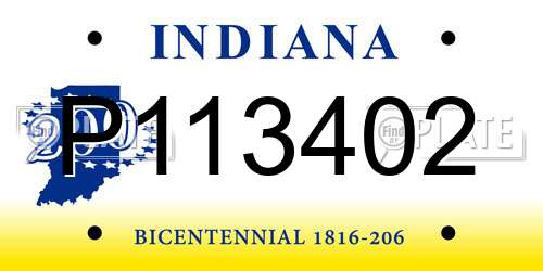 P113402 Indiana License Plate