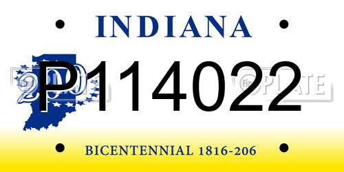 P114022 Indiana License Plate