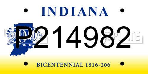 P214982 Indiana License Plate