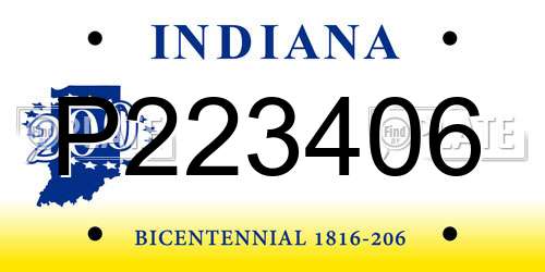 P223406 Indiana License Plate