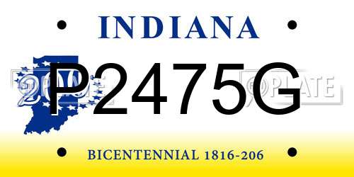 P2475G Indiana License Plate