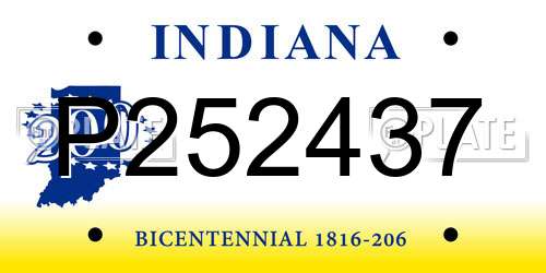 P252437 Indiana License Plate