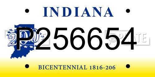 P256654 Indiana License Plate