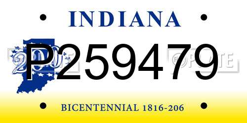 P259479 Indiana License Plate