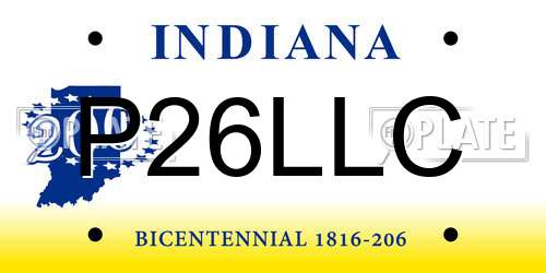 P26LLC Indiana License Plate