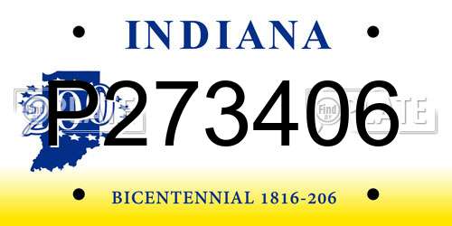 P273406 Indiana License Plate