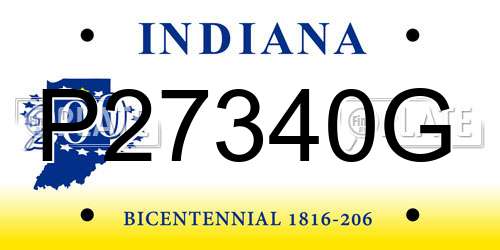 P27340G Indiana License Plate
