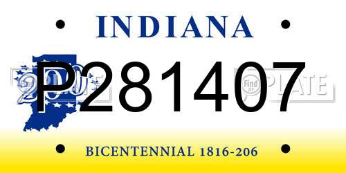 P281407 Indiana License Plate