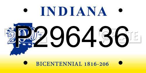 P296436 Indiana License Plate