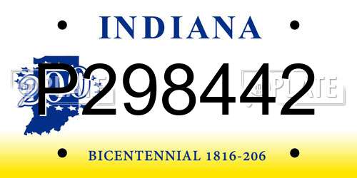 P298442 Indiana License Plate