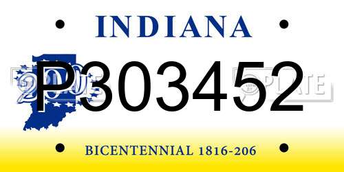 P303452 Indiana License Plate
