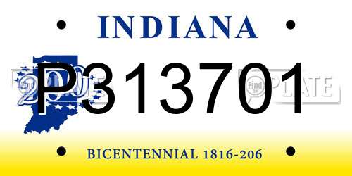 P313701 Indiana License Plate