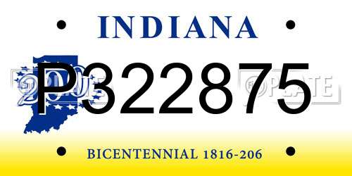 P322875 Indiana License Plate