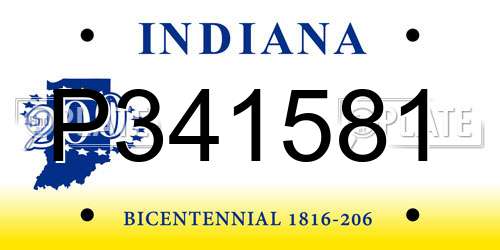P341581 Indiana License Plate