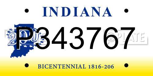 P343767 Indiana License Plate