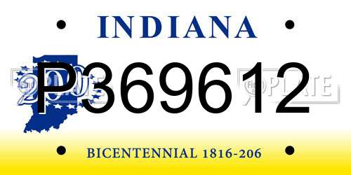 P369612 Indiana License Plate