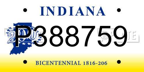 P388759 Indiana License Plate