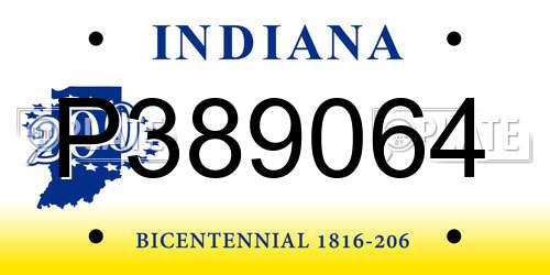 P389064 Indiana License Plate