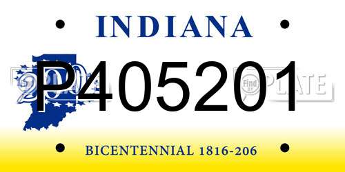 P405201 Indiana License Plate