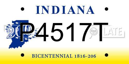 P4517T Indiana License Plate