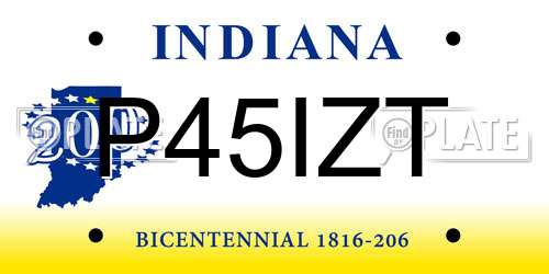 P45IZT Indiana License Plate