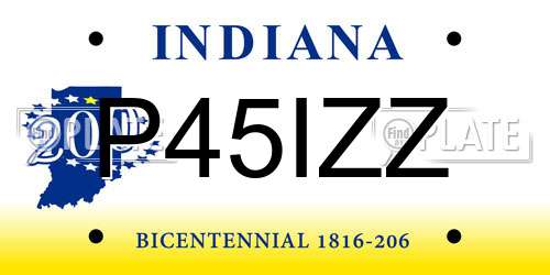 P45IZZ Indiana License Plate