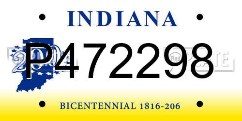P472298 Indiana License Plate
