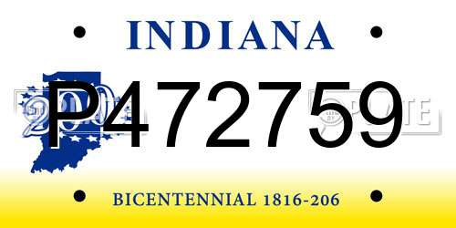 P472759 Indiana License Plate