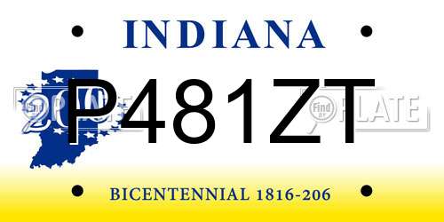 P481ZT Indiana License Plate