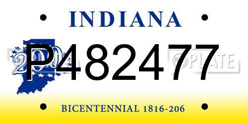 P482477 Indiana License Plate