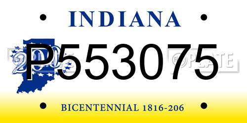 P553075 Indiana License Plate