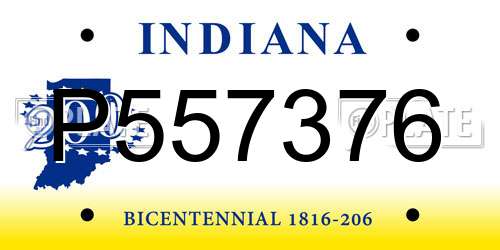 P557376 Indiana License Plate