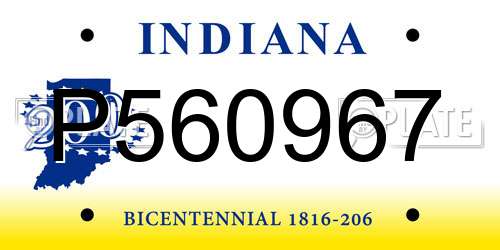 P560967 Indiana License Plate