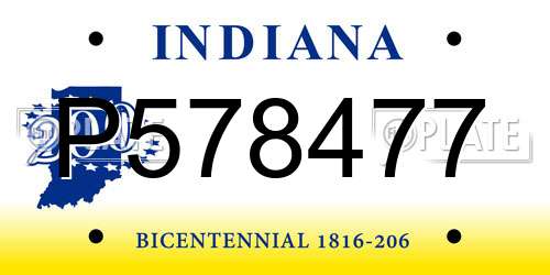 P578477 Indiana License Plate