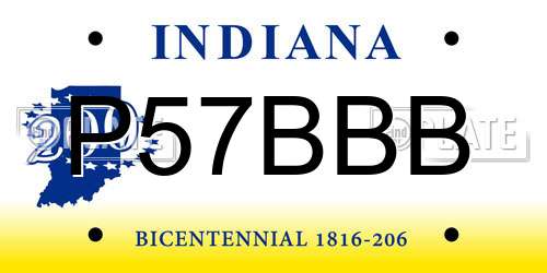 P57BBB Indiana License Plate