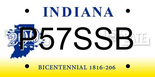 P57SSB Indiana License Plate