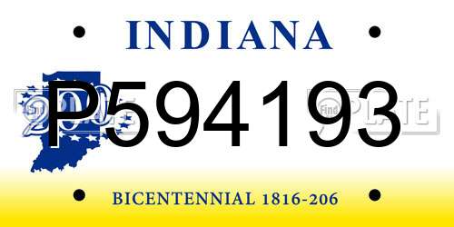P594193 Indiana License Plate