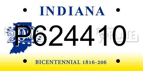 P624410 Indiana License Plate