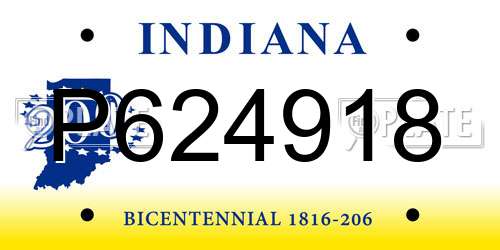 P624918 Indiana License Plate