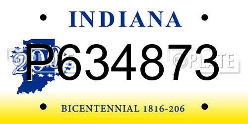 P634873 Indiana License Plate