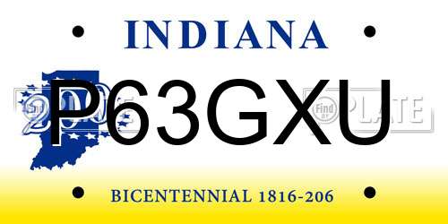 P63GXU Indiana License Plate