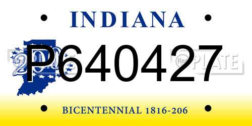 P640427 Indiana License Plate