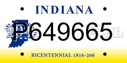 P649665 Indiana License Plate