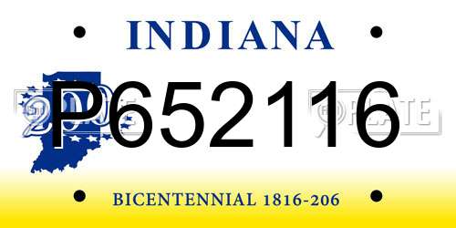 P652116 Indiana License Plate