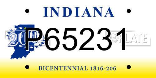 P65231 Indiana License Plate