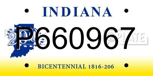 P660967 Indiana License Plate
