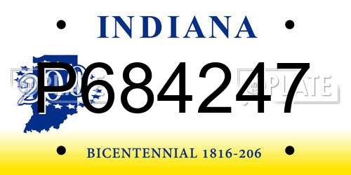 P684247 Indiana License Plate