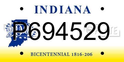 P694529 Indiana License Plate