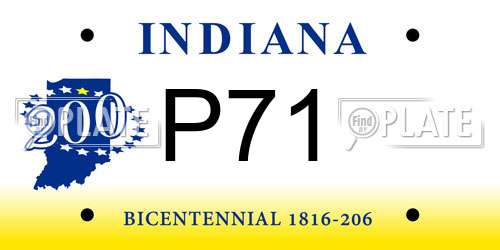P71 Indiana License Plate
